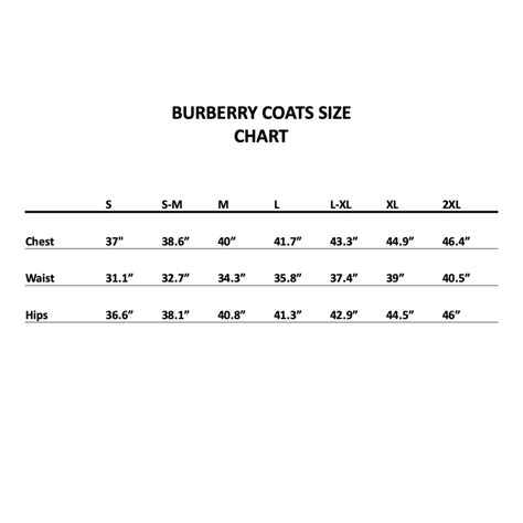 burberry women's coat size chart.